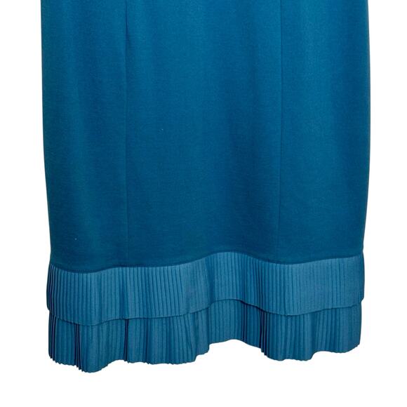 Talbots Size 10 Teal Short Sleeve Shift Dress with Tiered Pleated Hem - Picture 4 of 7